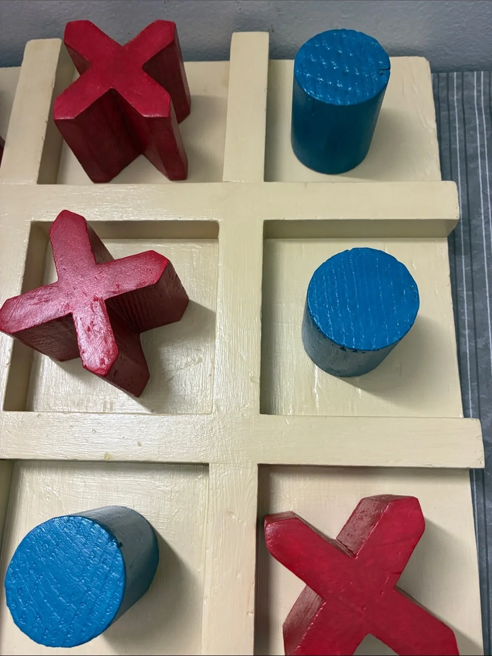 Giant Wooden Tic-Tac-Toe Game - Red X & Blue O Kids Toy
